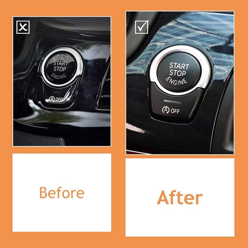 LIMBQS غطاء زر بدء وإيقاف لتبديل BMW F10 F11 F12 F13 F15 F16، ملصقات كروم لزر فرامل اليد لسلسلة 5 7 X5 (أسود) - Image 5